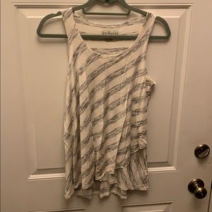 White and blue striped top